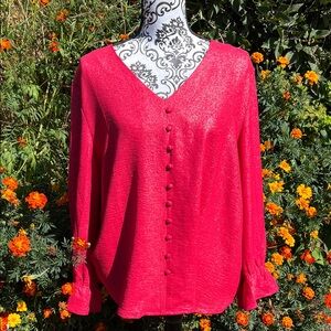 Elegant Red Button-Down Women's Top